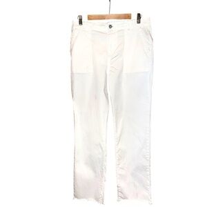 Pilcro Cream/Ivory cotton Lycocell stretch blend pants frayed hem OBI794905